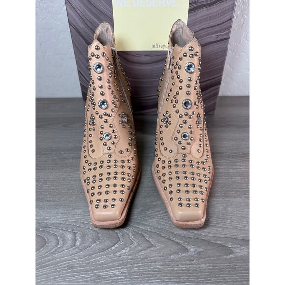 Jeffrey Campbell Show Pony Embellished Natural Leather Boots- Women's 6.5 NIB - Picture 3 of 8